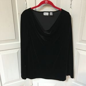 Chico's Black Velvet Drape Neck Tunic